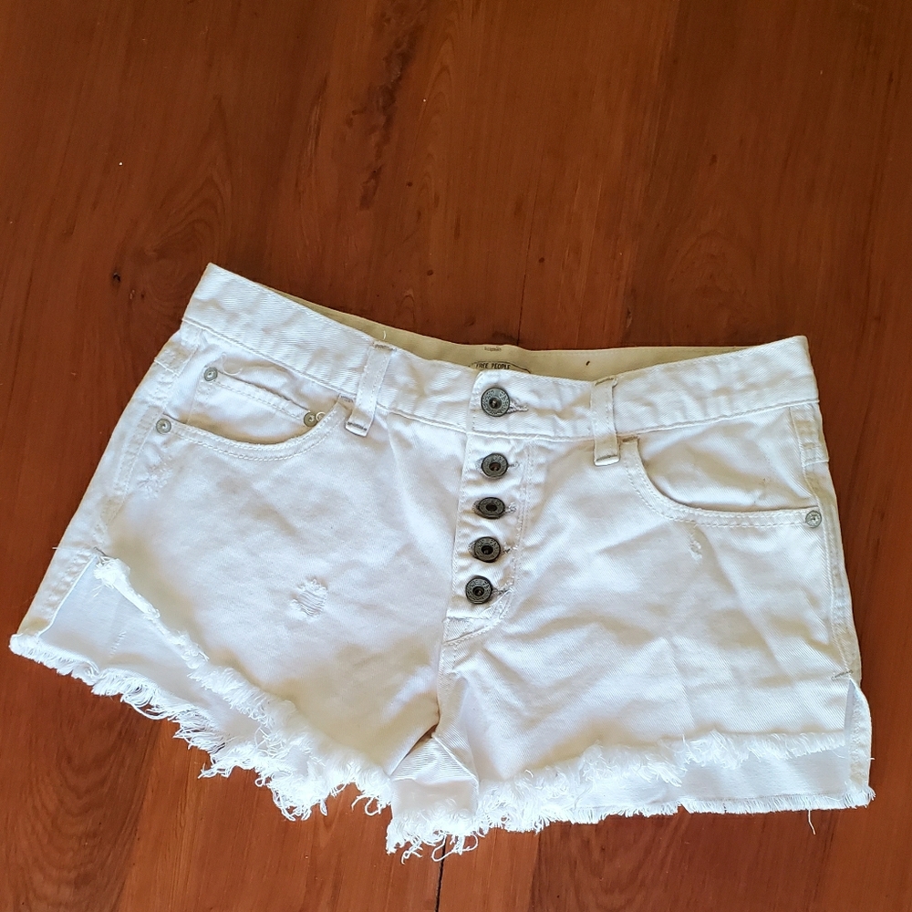 Free People white button fly cutoff shorts